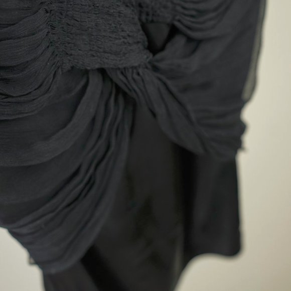 Roberto Cavalli Black Satin and Crepe Sleeveless Top - Picture 3 of 5